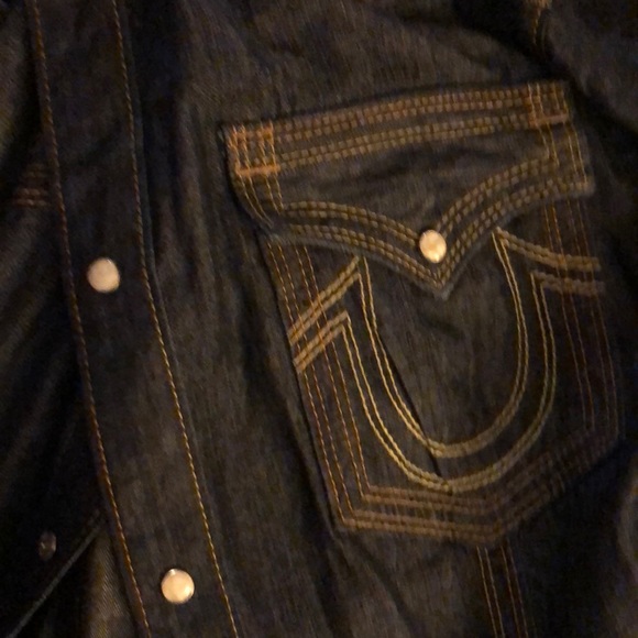 True religion corduroy pants blue jean shirt - Picture 6 of 7